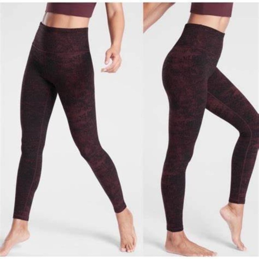 Athleta‎ Elation Glades 7/8 Tights Antique Burgundy Black Small